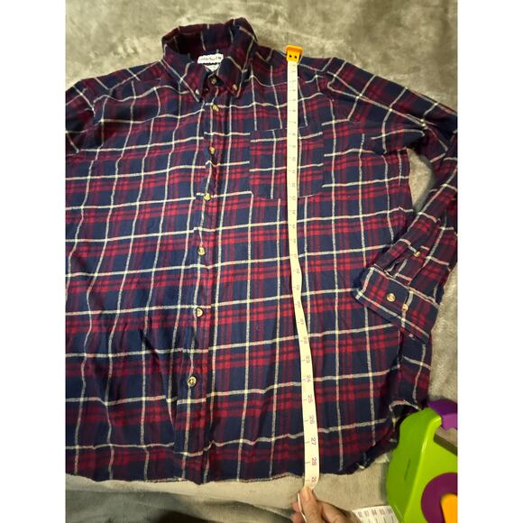 Saddlebred SZ XXL 100% Cotton Blue Red Plaid Button Down Collar Long Sleeve Men - Picture 8 of 8